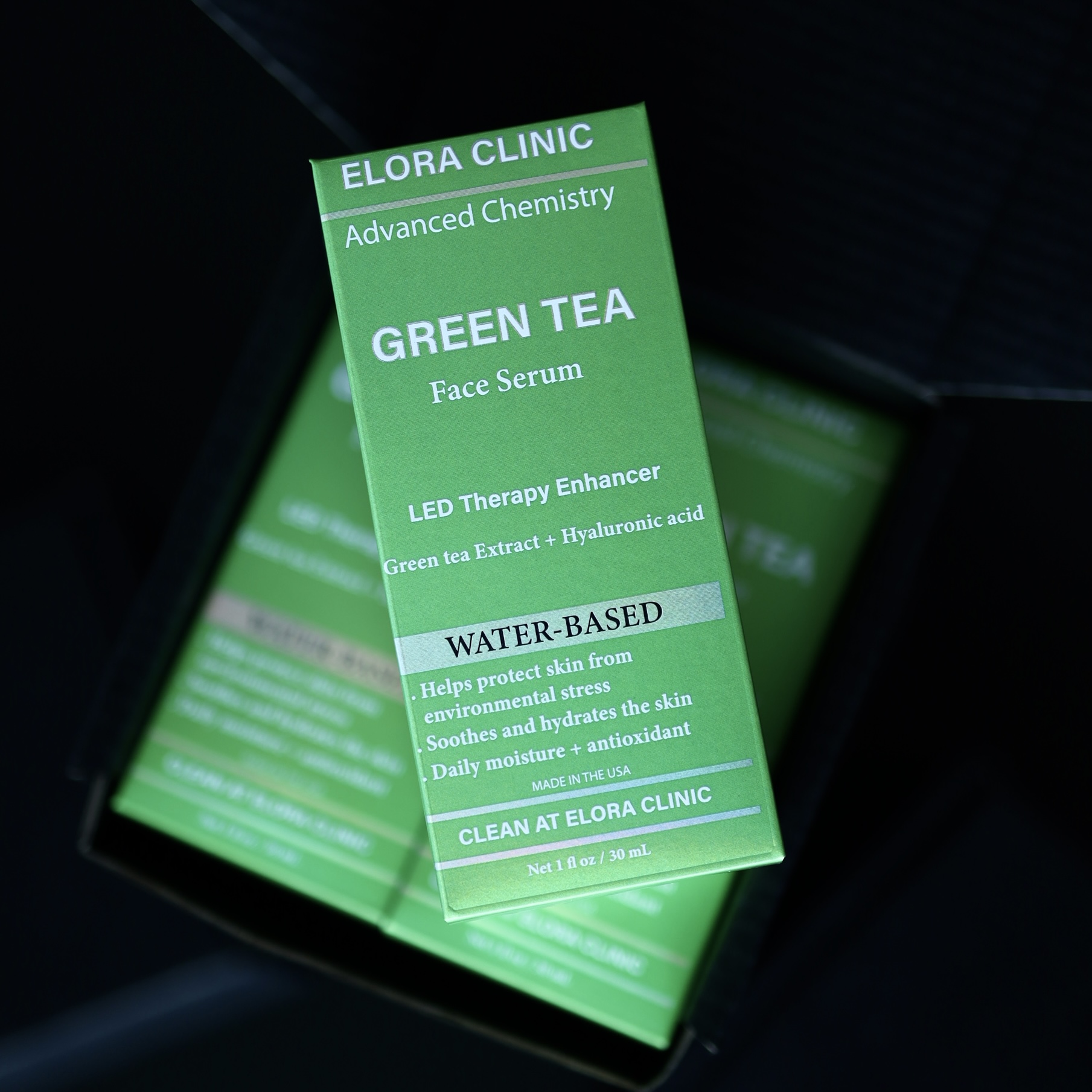 Creative box shot green tea serum