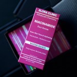 Close-up of the packaging for Elora Clinic Niacinamide Serum.
